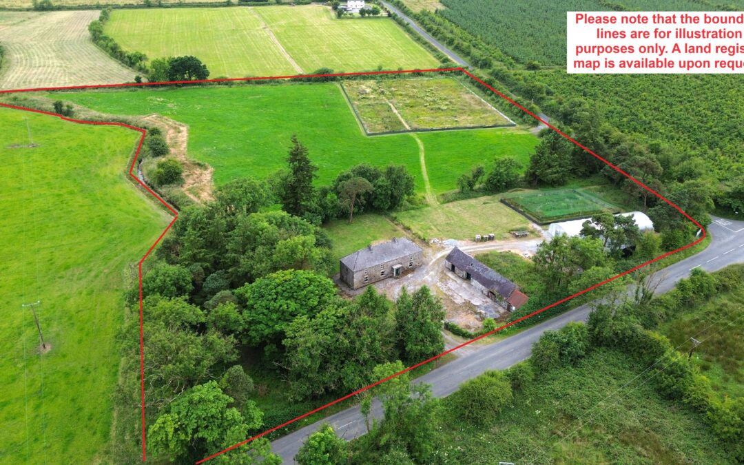 Disused cut stone house on circa 7.4 acres at Knocklaide, (McCormack’s Cross) Timahoe, Co. Laois